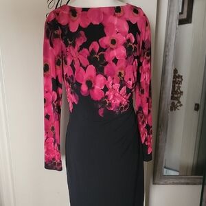 Lauren Ralph Lauren Black Dress with Pink Floral Design